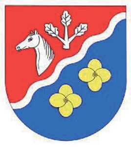 Logo des Amts Trave-Land mit Pferdekopf und Blüten