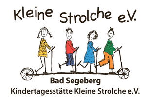 Kita Kleine Störche Logo mit gezeichneten Figuren Logo der Kita Kleine Störche, gezeichnete Figuren.
