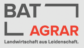 Logo BAT AGRAR in Schwarz und Rot mit Slogan