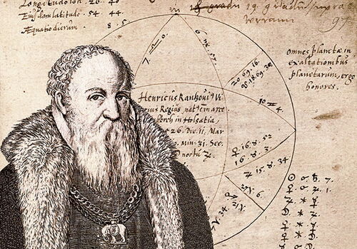 Porträt von Heinrich Rantzau mit astrologischem Diagramm