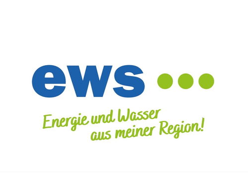 Blau-grünes Logo von ews mit Punkten