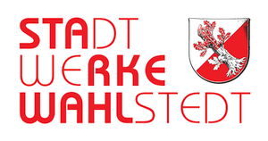 Logo der Stadtwerke Wahlstedt mit Wappen in Rot.