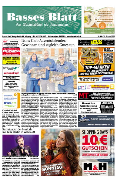 Titelblatt Basses Blatt 30.10.2026