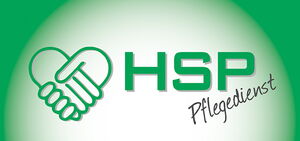 HSP Pflegedienst Logo auf grünem Hintergrund Logo des HSP Pflegedienst mit grünem Hintergrund
