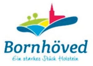Logo der Gemeinde Bornhöved mit Kirche und Hügeln