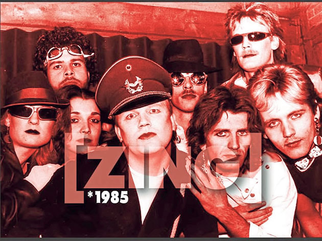Zing 1985: Gritt Schicker, Peter Schetschine, Gerrit Becker, Micky Koch, Jörg Schoch, Bernt Goebel, Toddy Schermer und volker Martinen (v.li.)